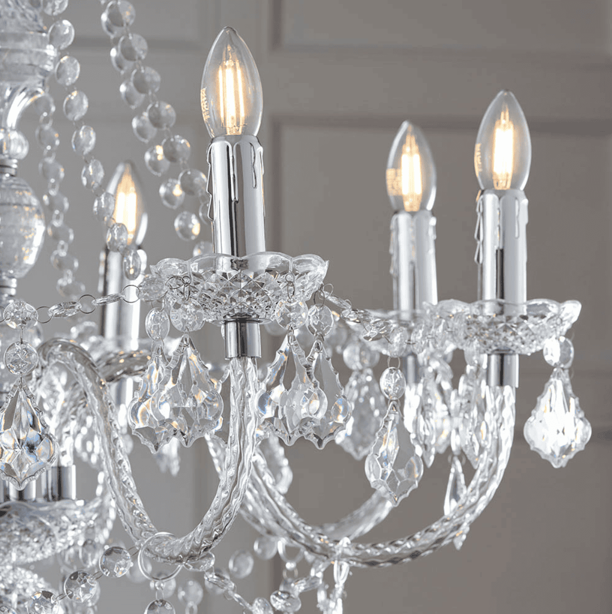 Endon Clarence Chrome Beaded 8 Light Chandelier
