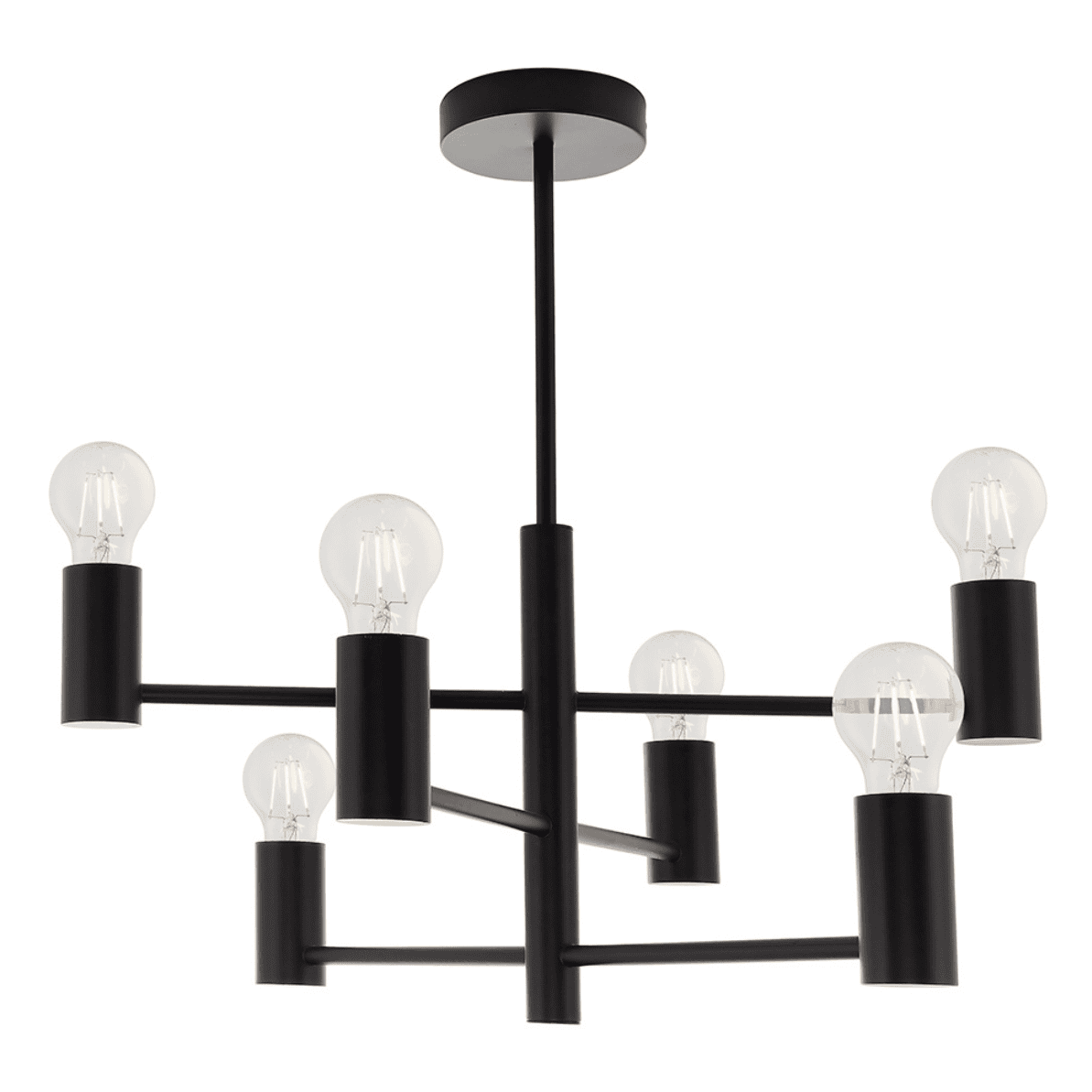 Endon Studio 6 Light Matt Black Semi Flush
