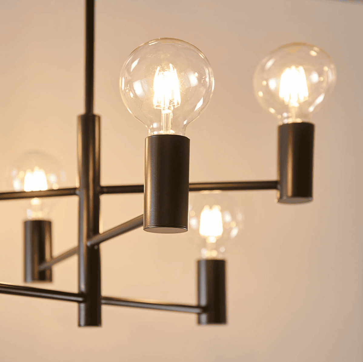 Endon Studio 6 Light Matt Black Semi Flush