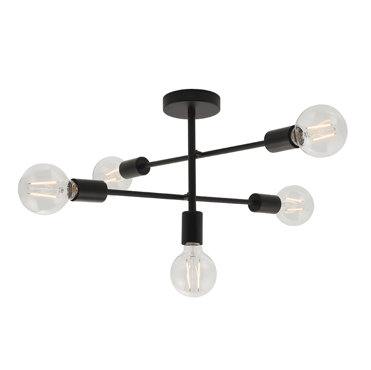 Endon Studio 5 Light Matt Black Semi Flush