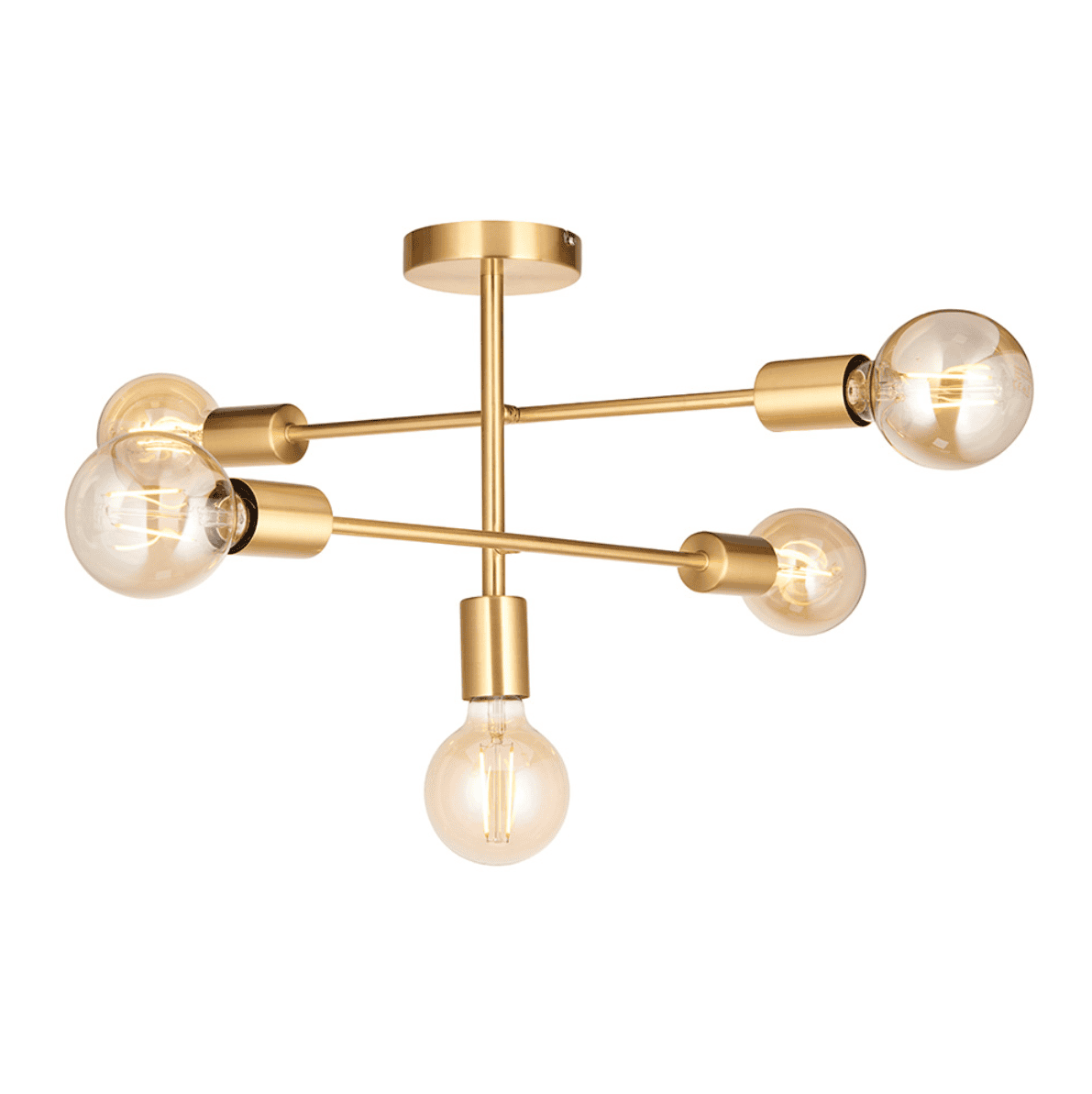 Endon Studio Satin Brass 5 Light Semi Flush