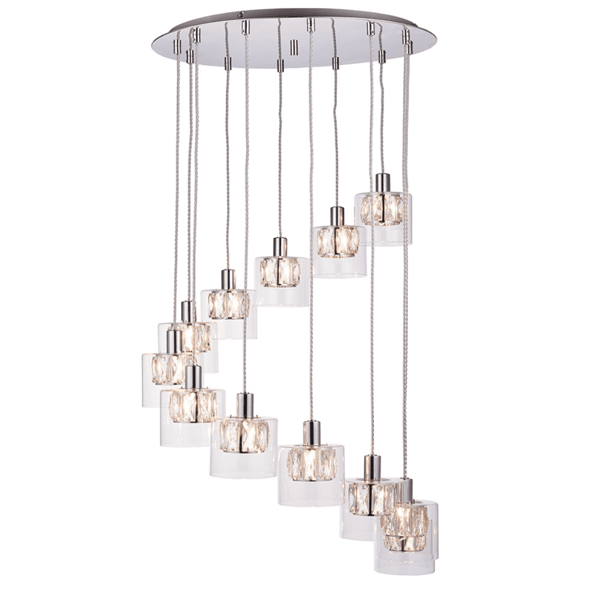 Endon Verina Chrome & Clear Glass 12 Light Cluster Pendant