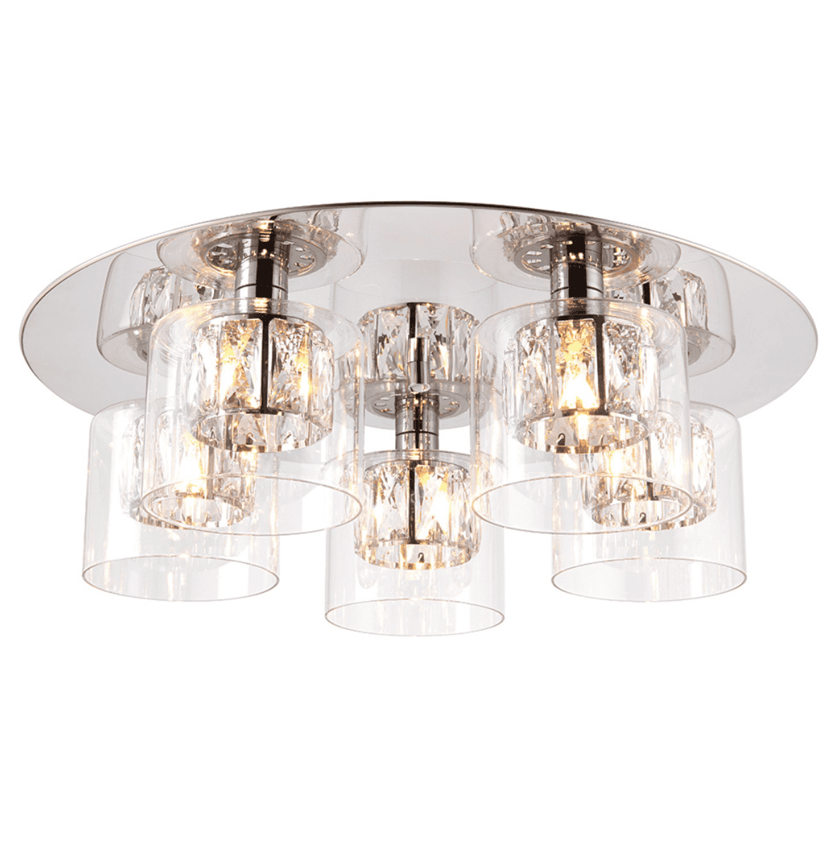 Endon Verina 5 Light Chrome & Clear Glass Flush