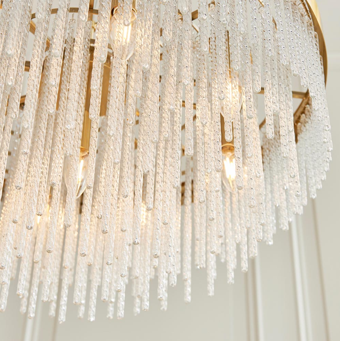 Endon Anistoria Grand 9 Light Brushed Brass & Twisted Glass Pendant