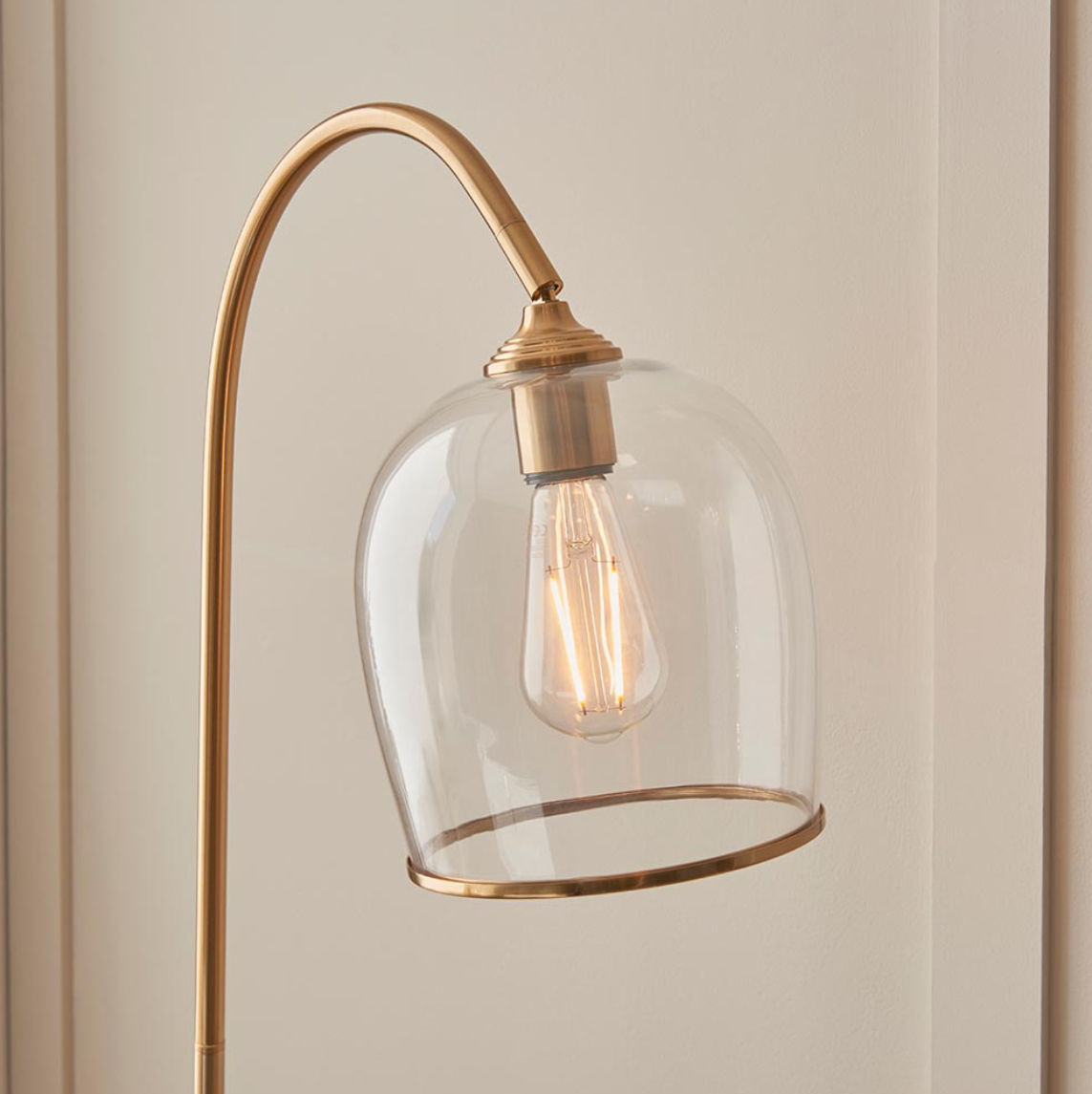 Endon Ashcroft Brushed Aged Brass & Clear Glass Floor Lamp