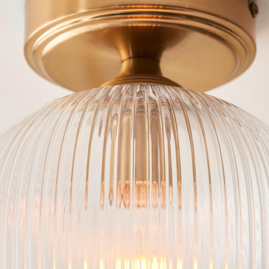 Endon Ashcroft Brushed Aged Brass & Ribbed Glass Flush