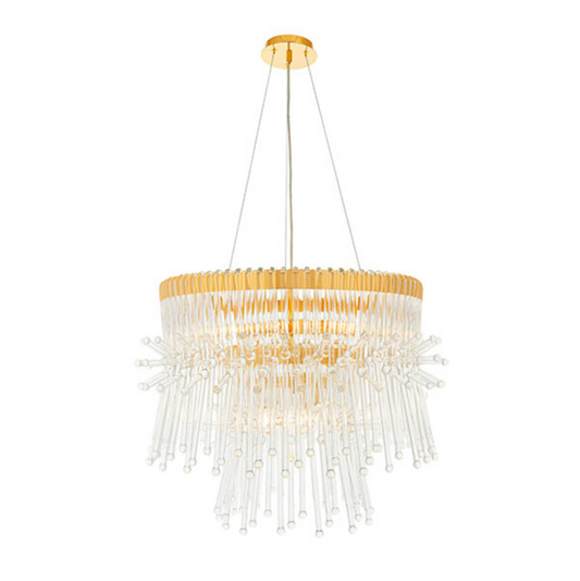 Endon Madeleine 9 Light Gold & Clear Glass Pendant