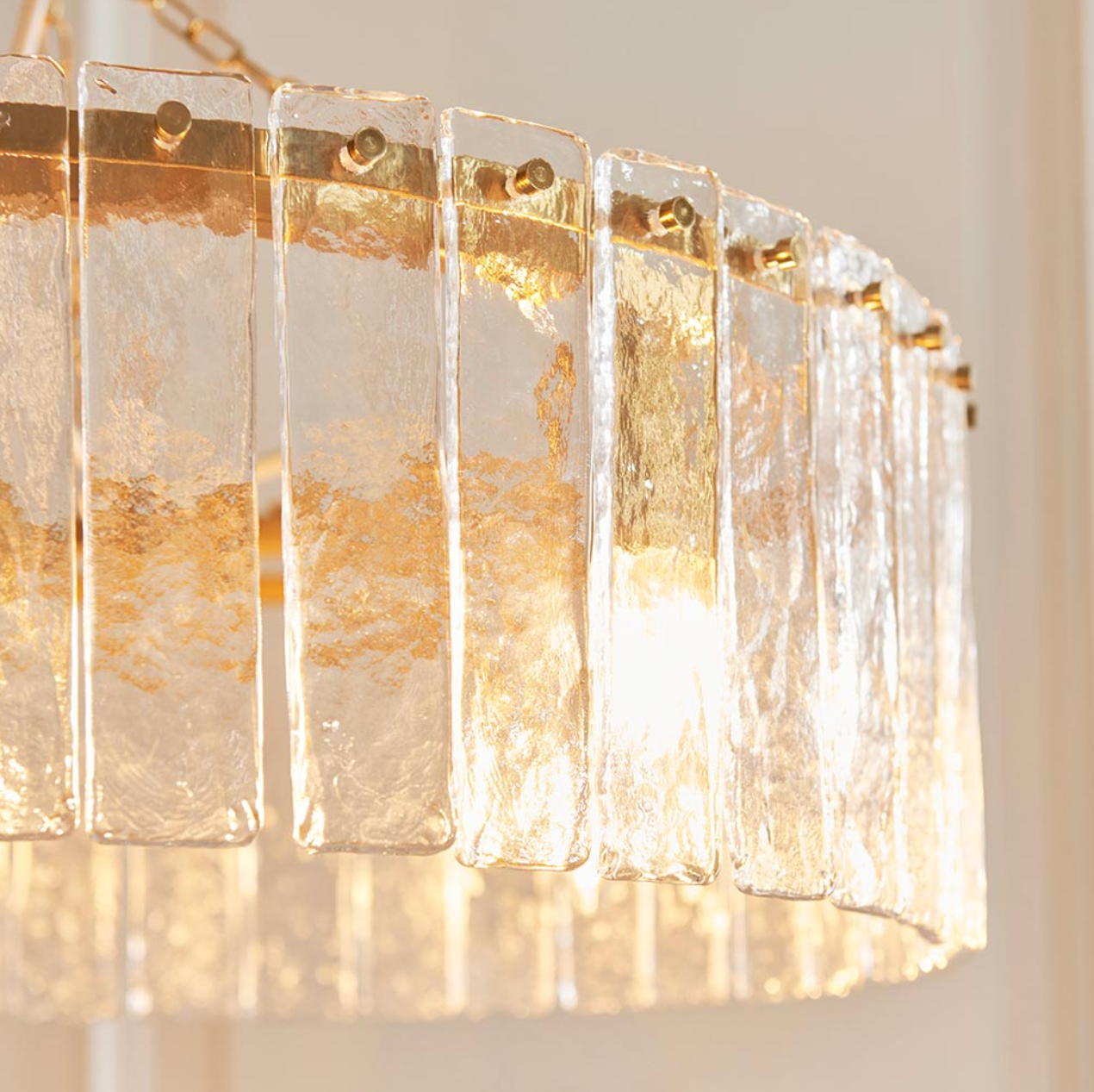 Endon Karine 5 Light Brushed Aged Brass & Textured Glass Pendant