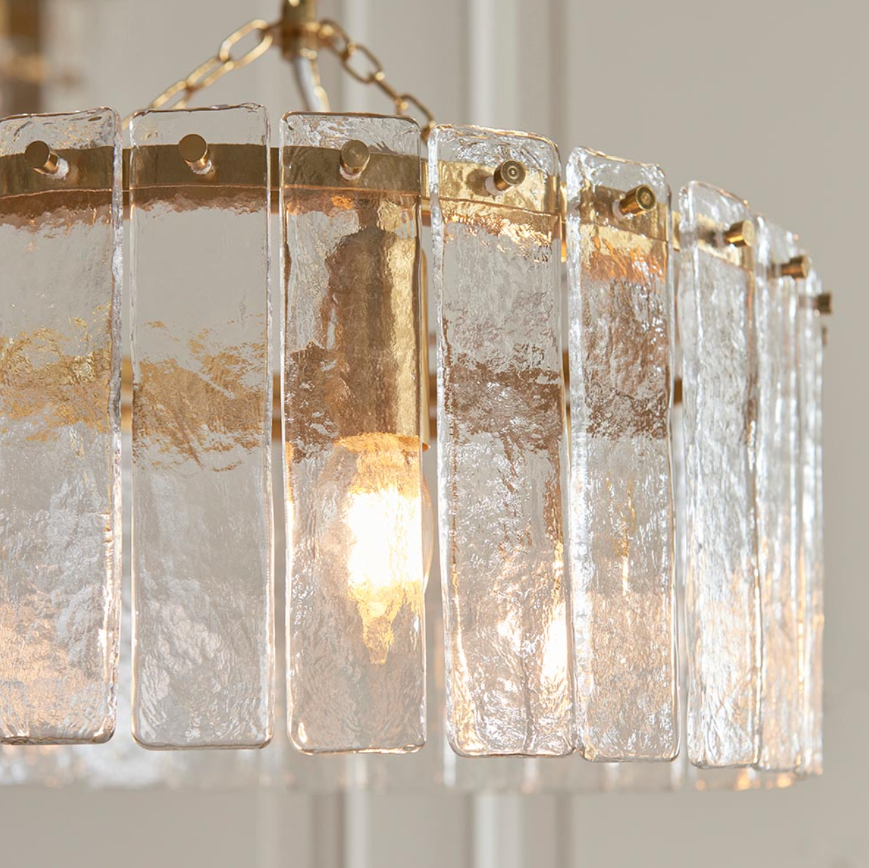 Endon Karine 3 Light Brushed Aged Brass & Textured Glass Pendant