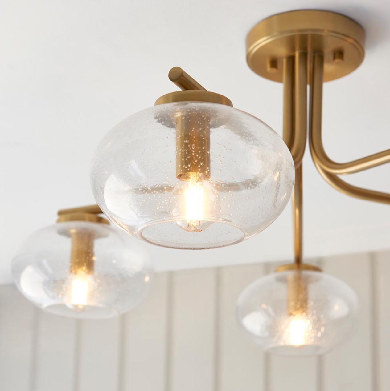 Endon Jacob 5 Light Brass & Clear Glass Semi Flush