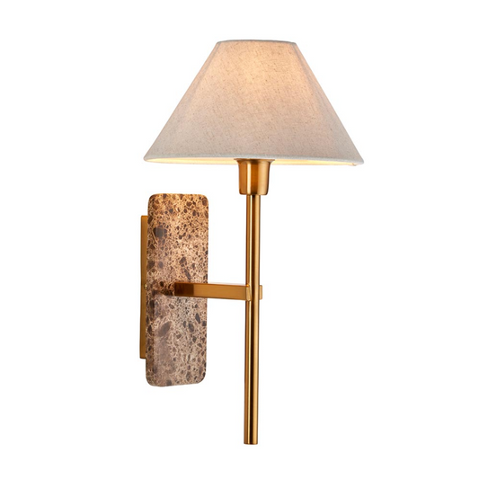 Endon Faro Vintage Brass & Brown Marble Wall Light with Shade