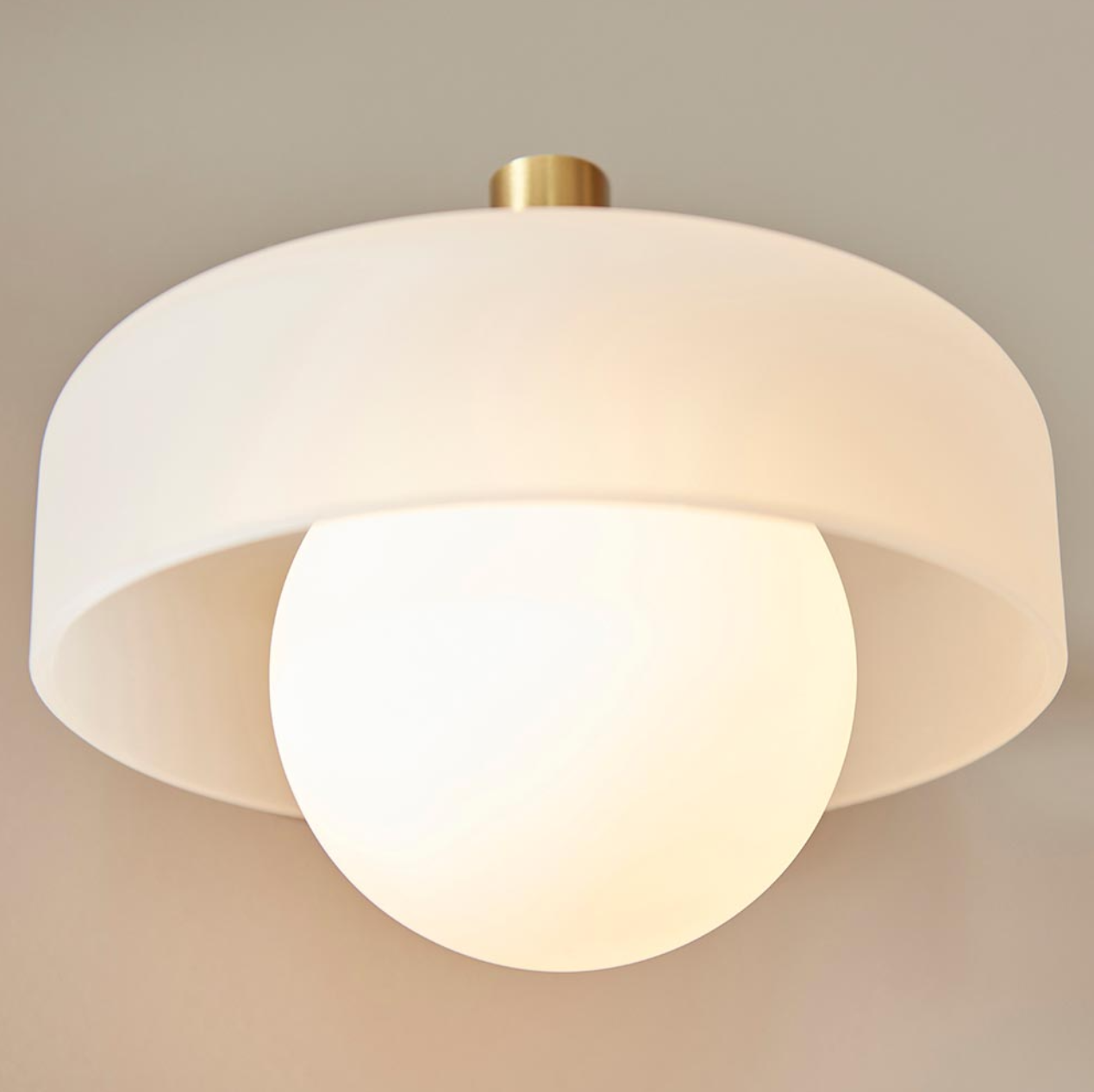 Endon Boss Brushed Aged Brass & Opal Glass Wall Light