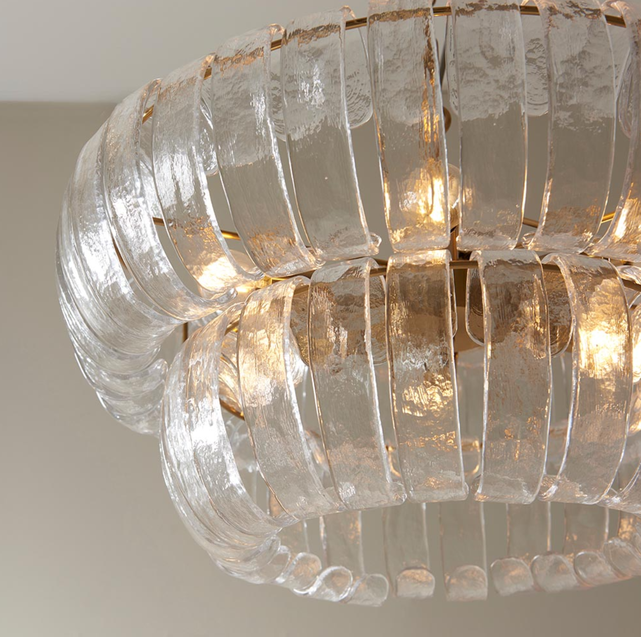 Endon Montrose 6 Light Brushed Aged Brass & Textured Glass Pendant