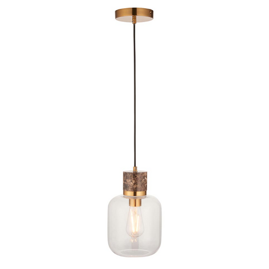 Endon Travi Vintage Brass & Brown Emperador Marble Pendant