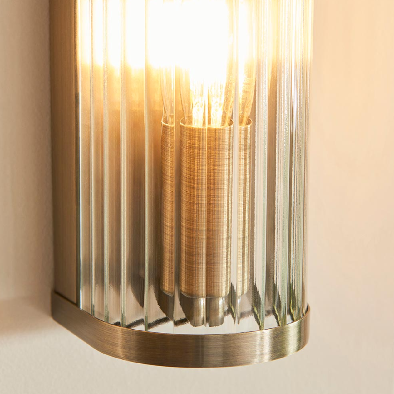 Endon Ridgeton Antique Brass & Ribbed Wall Light