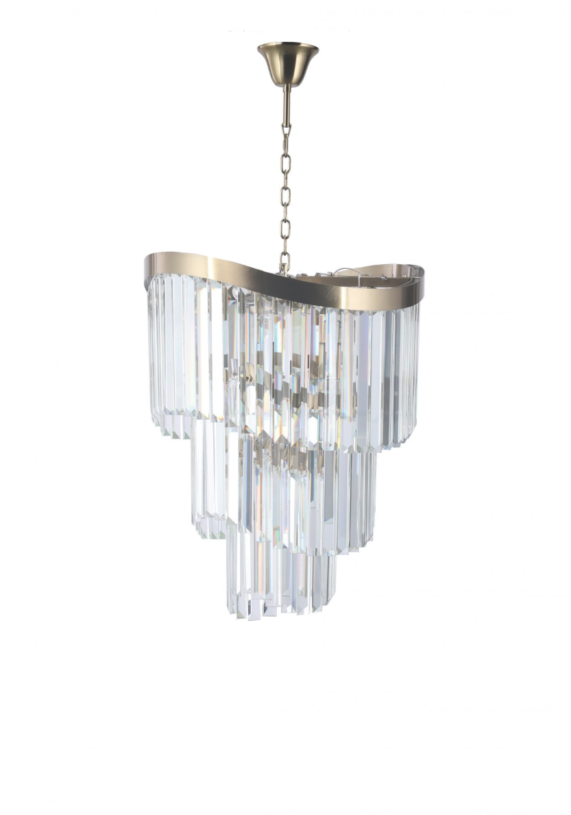 Magnalux Waverly 6 Light Crystal & Satin Brass Pendant