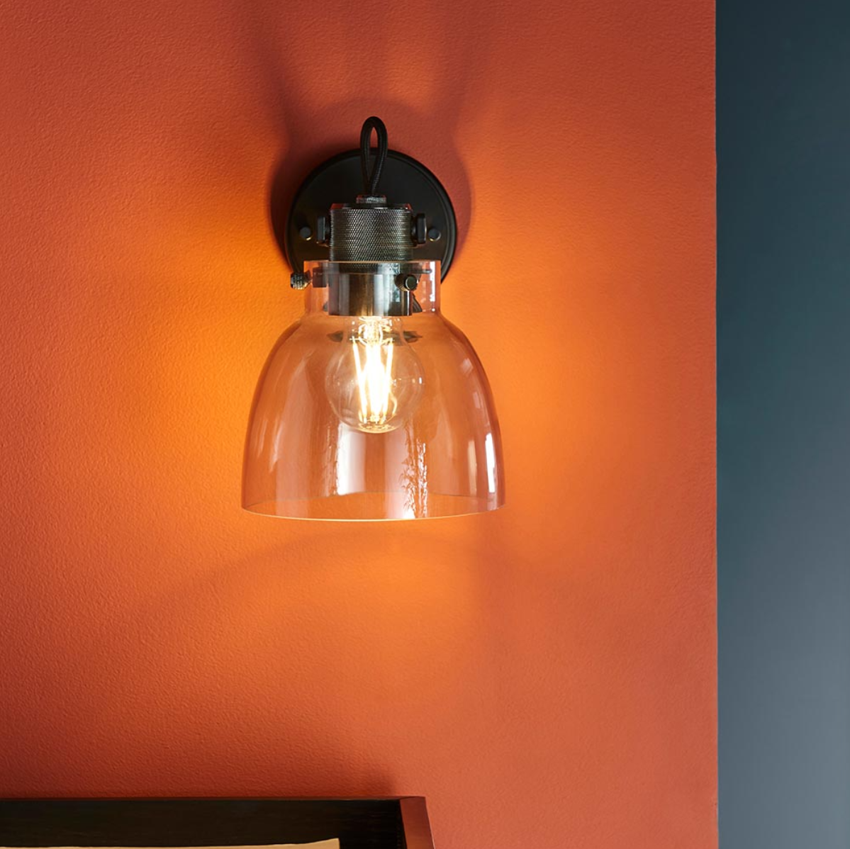 Vesilo Lighting Ink Black Chrome & Tinted Glass Wall Light