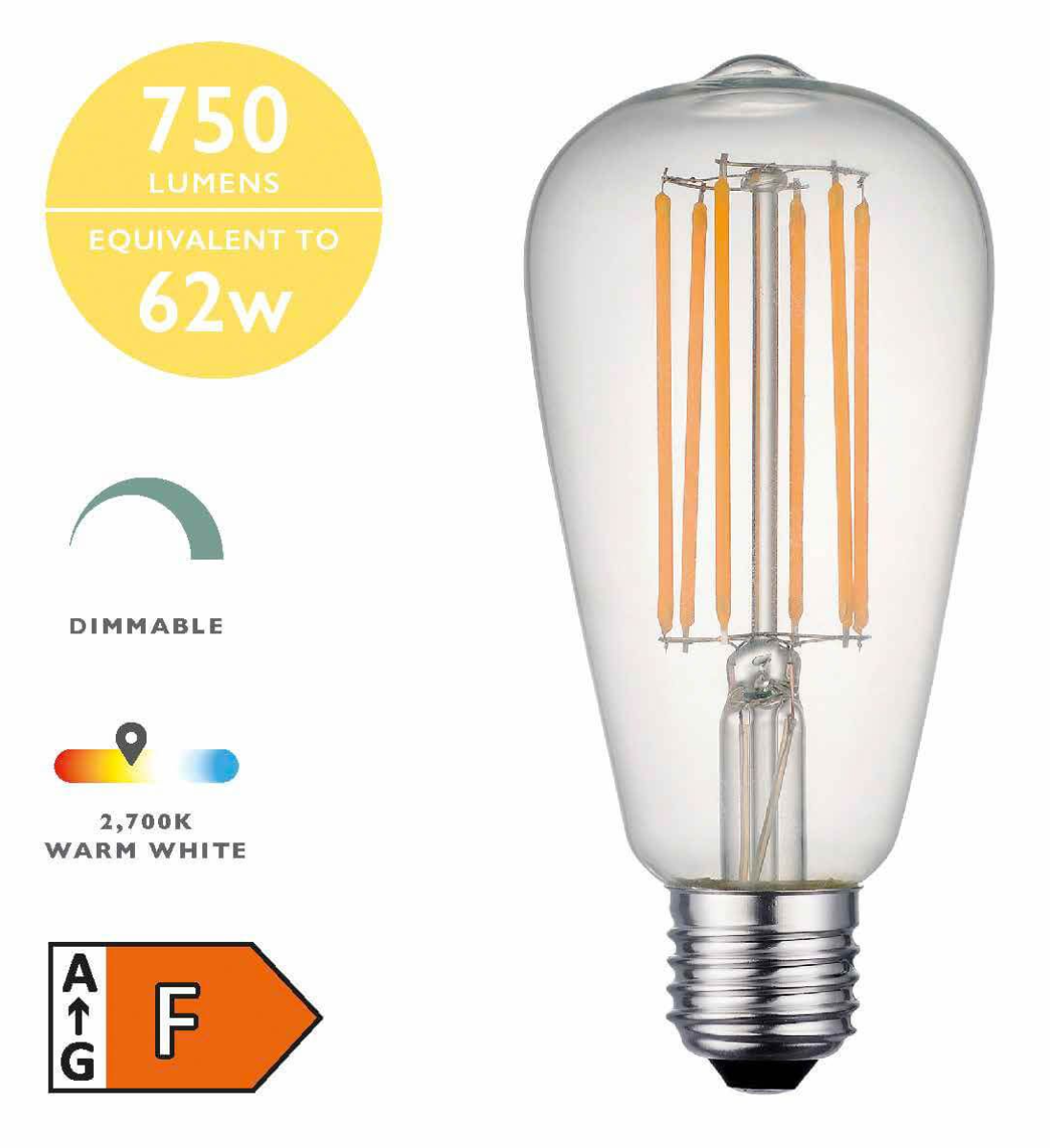 Dar Lighting LED Rustika Light Bulb (Lamp) ES/E27 7W 750LM (Single)