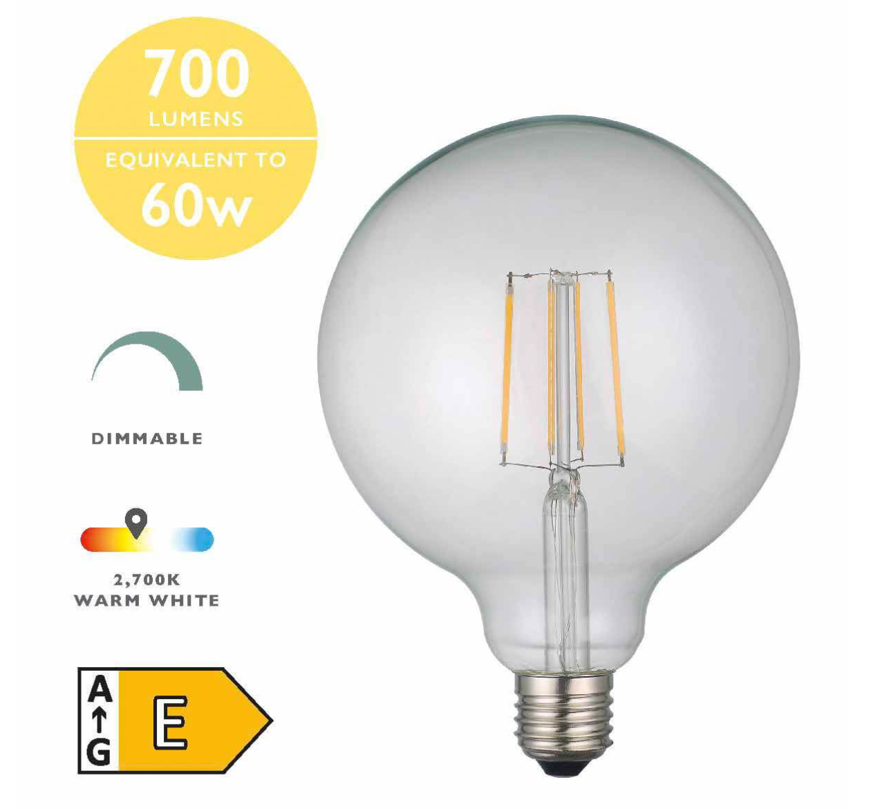 Dar Lighting LED Large Globe Light Bulb (Lamp) ES/E27 6W 700LM (Single)