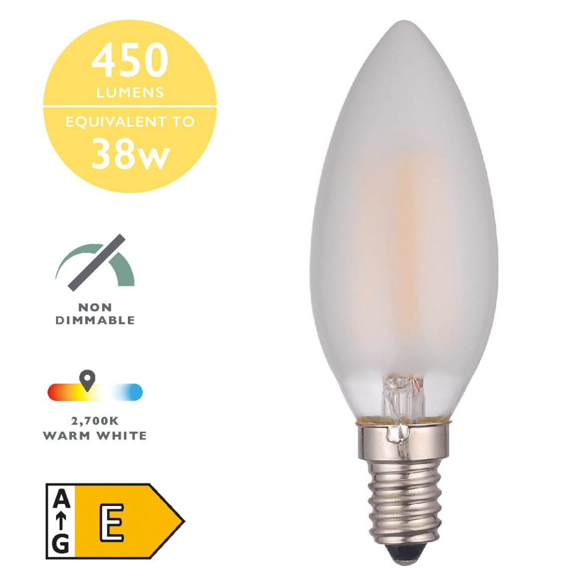 Dar Lighting LED Candle Light Bulb (Lamp) SES/E14 4W 450LM (Single)