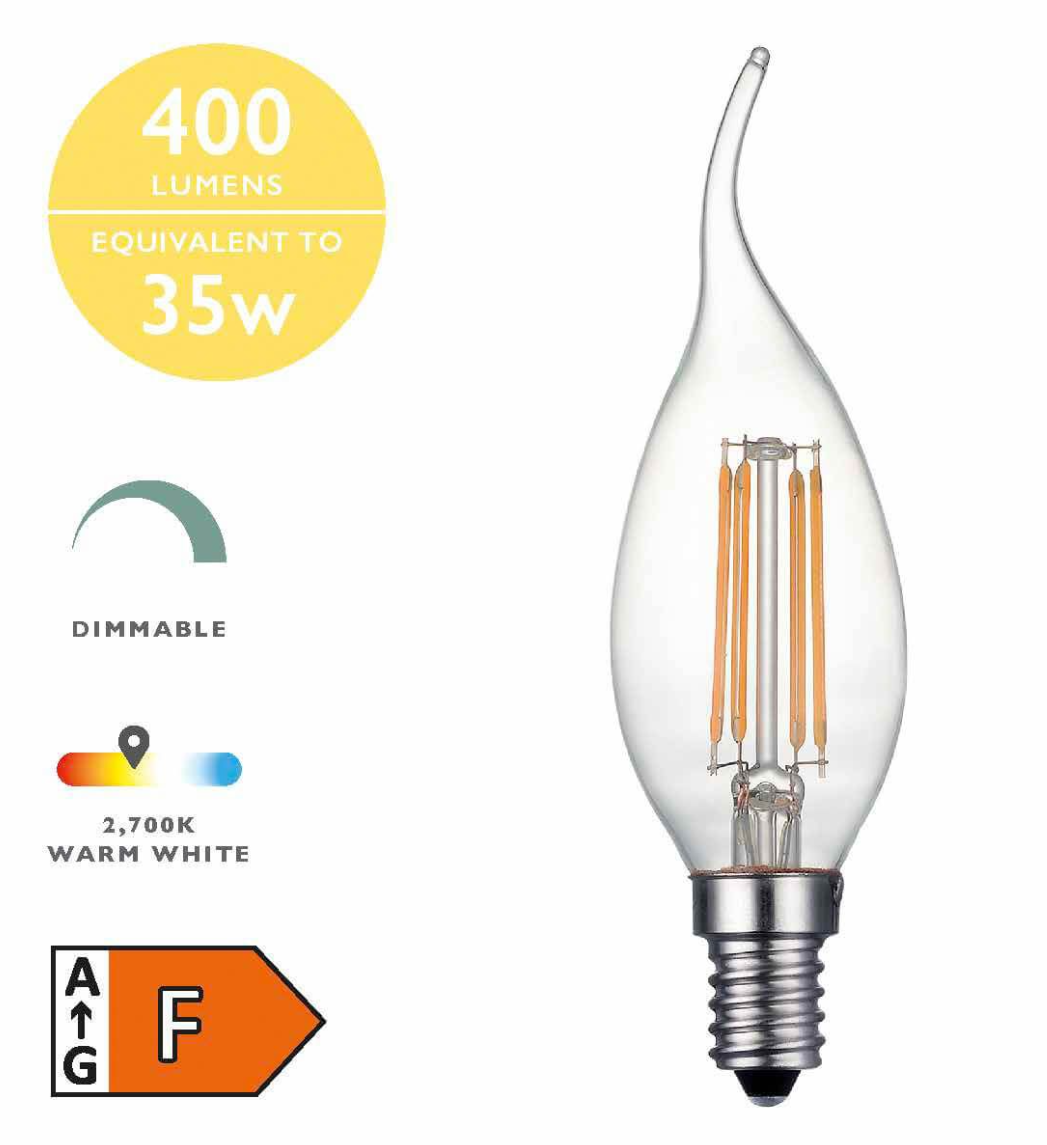 Dar Lighting LED Candle Light Bulb (Lamp) SES/E14 4W 400LM (Single)