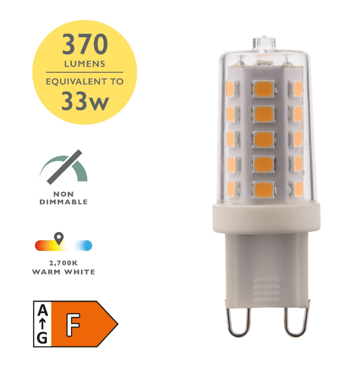 Dar Lighting LED G9 LED Light Bulb (Lamp) 3w 370lm 2700k (Pack of 10)