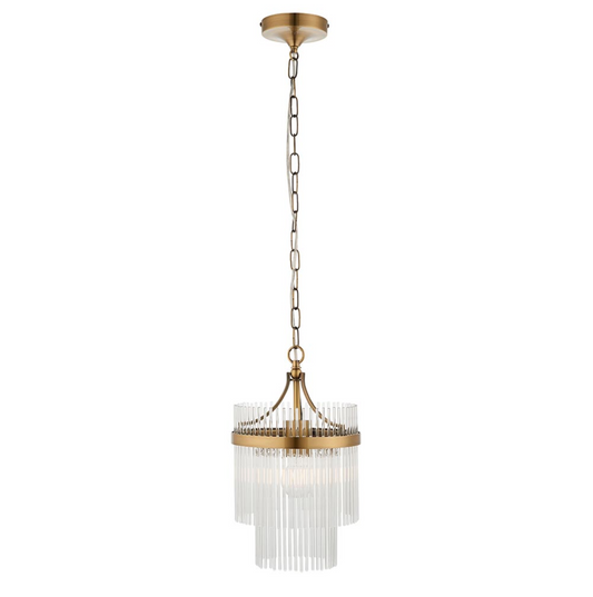 Endon Marietta Antique Brass & Clear Glass Pendant