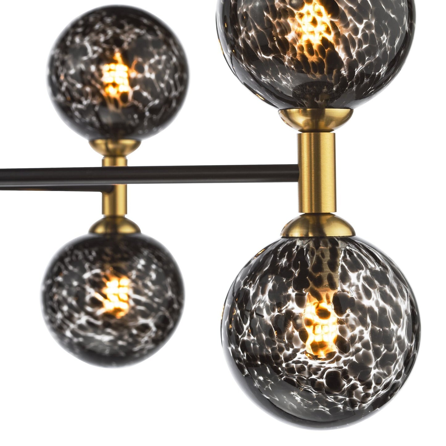 Dar Lighting Takara 10 Light Matt Black With Black Confetti Glass Semi Flush