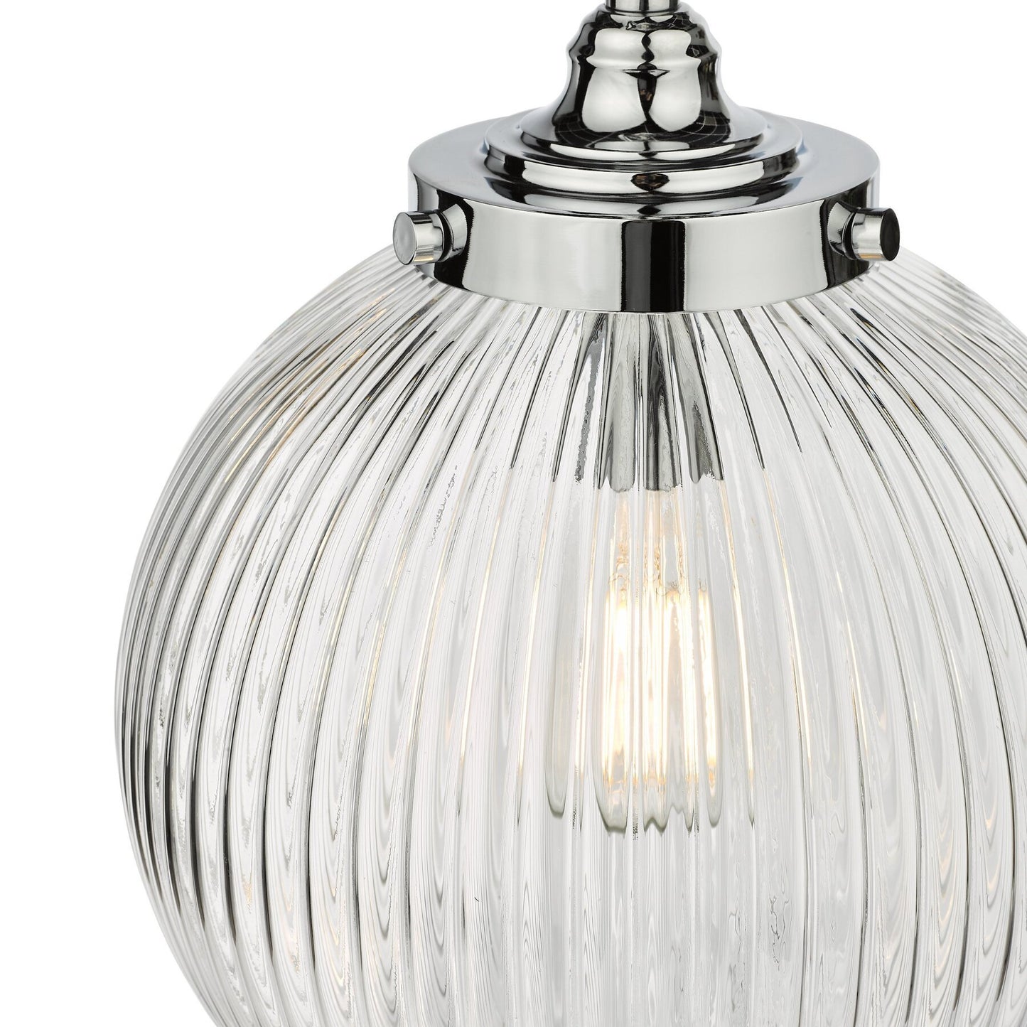 Dar Lighting Tamara Bathroom IP44 Polished Chrome & Ribbed Glass Pendant