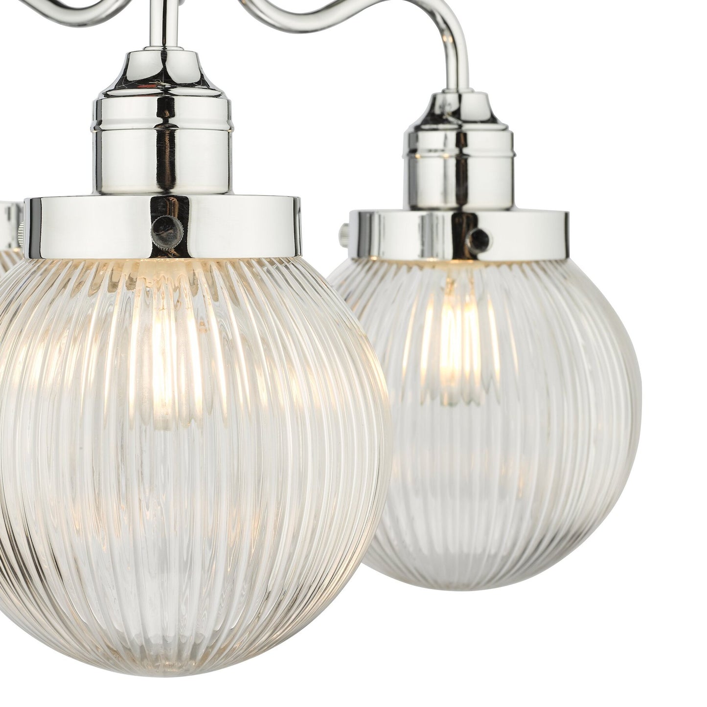 Dar Lighting Tamara Bathroom IP44 3 Light Polished Chrome & Ribbed Glass Semi Flush