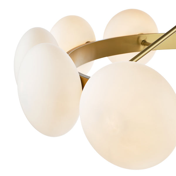 Dar Lighting Tauri 12 Light Matt Gold & Opal Glass Pendant