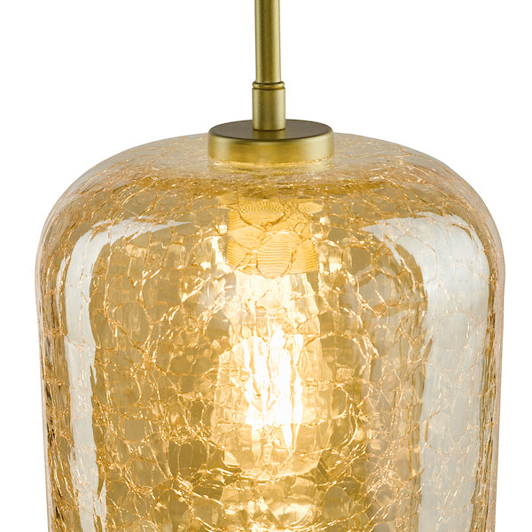 Dar Lighting Tavia Satin Gold & Amber Glass Pendant