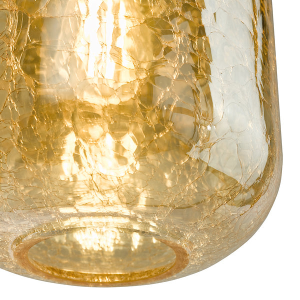 Dar Lighting Tavia Satin Gold & Amber Glass Pendant
