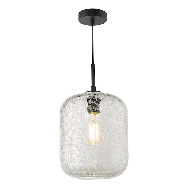 Dar Lighting Tavia Matt Black & Glass Pendant