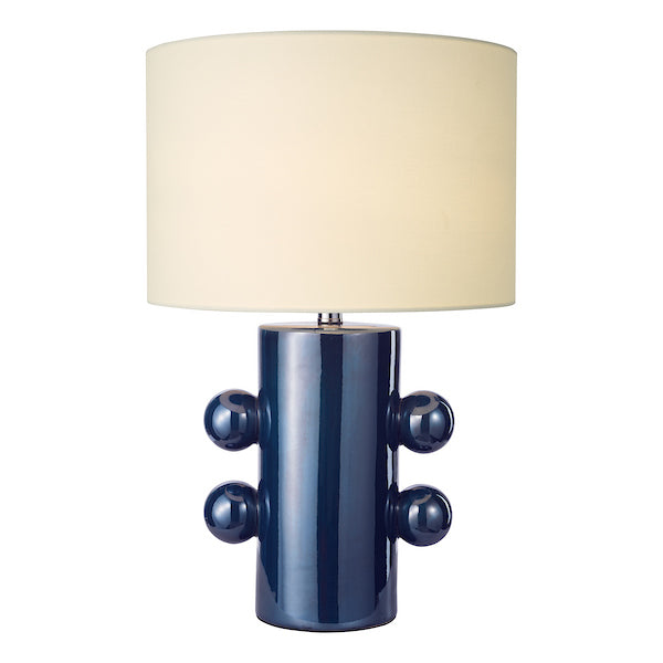 Dar Lighting Tisha Blue & Antique Brass Table Lamp With Shade
