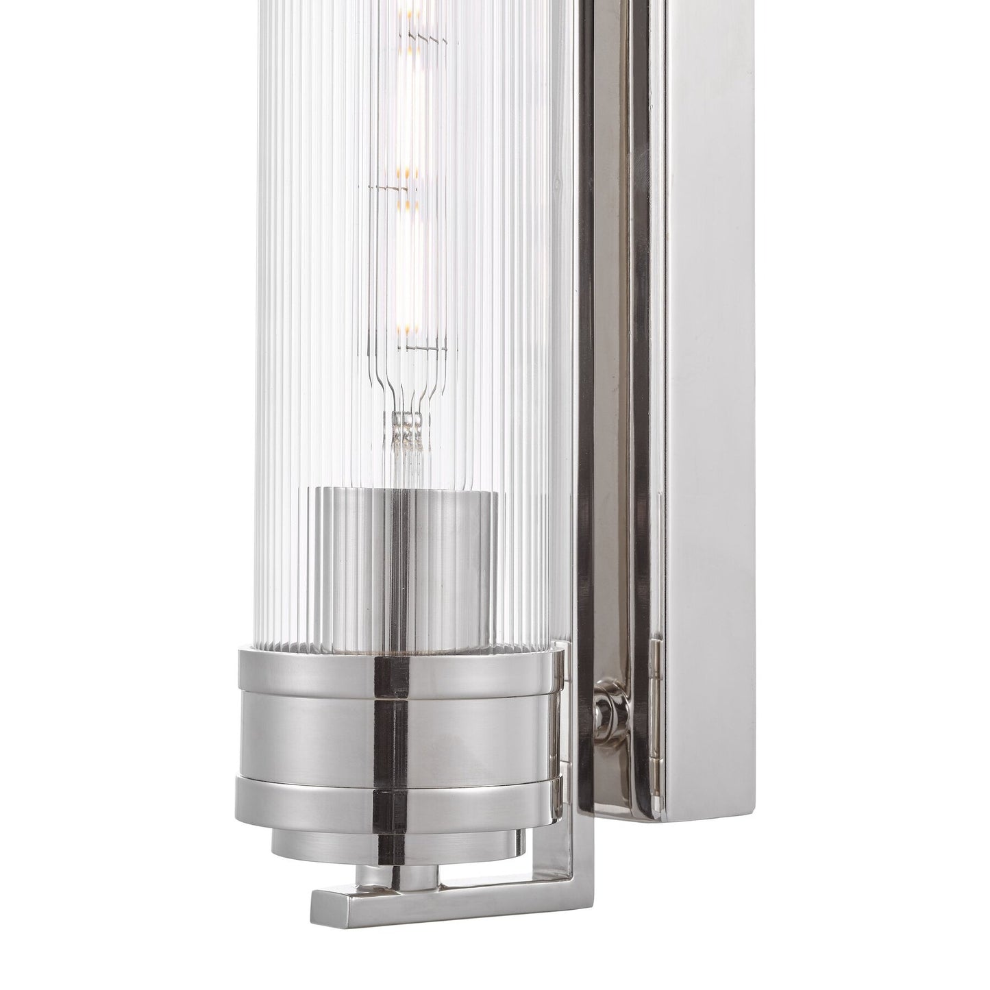 Dar Lighting Tommaso Bathroom IP44 Polished Nickel & Ribbed Glass Wall Light