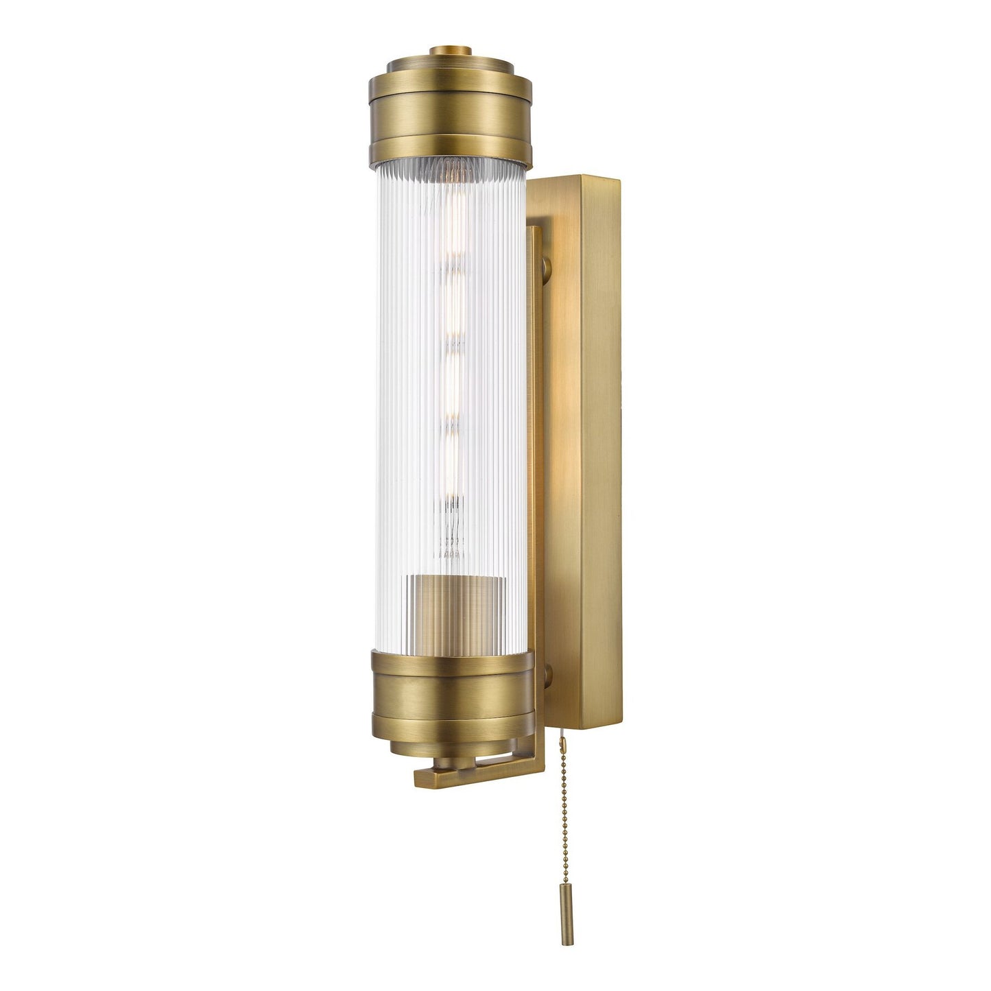 Dar Lighting Tommaso Bathroom IP44 Antique Bronze & Ribbed Glass Wall Light