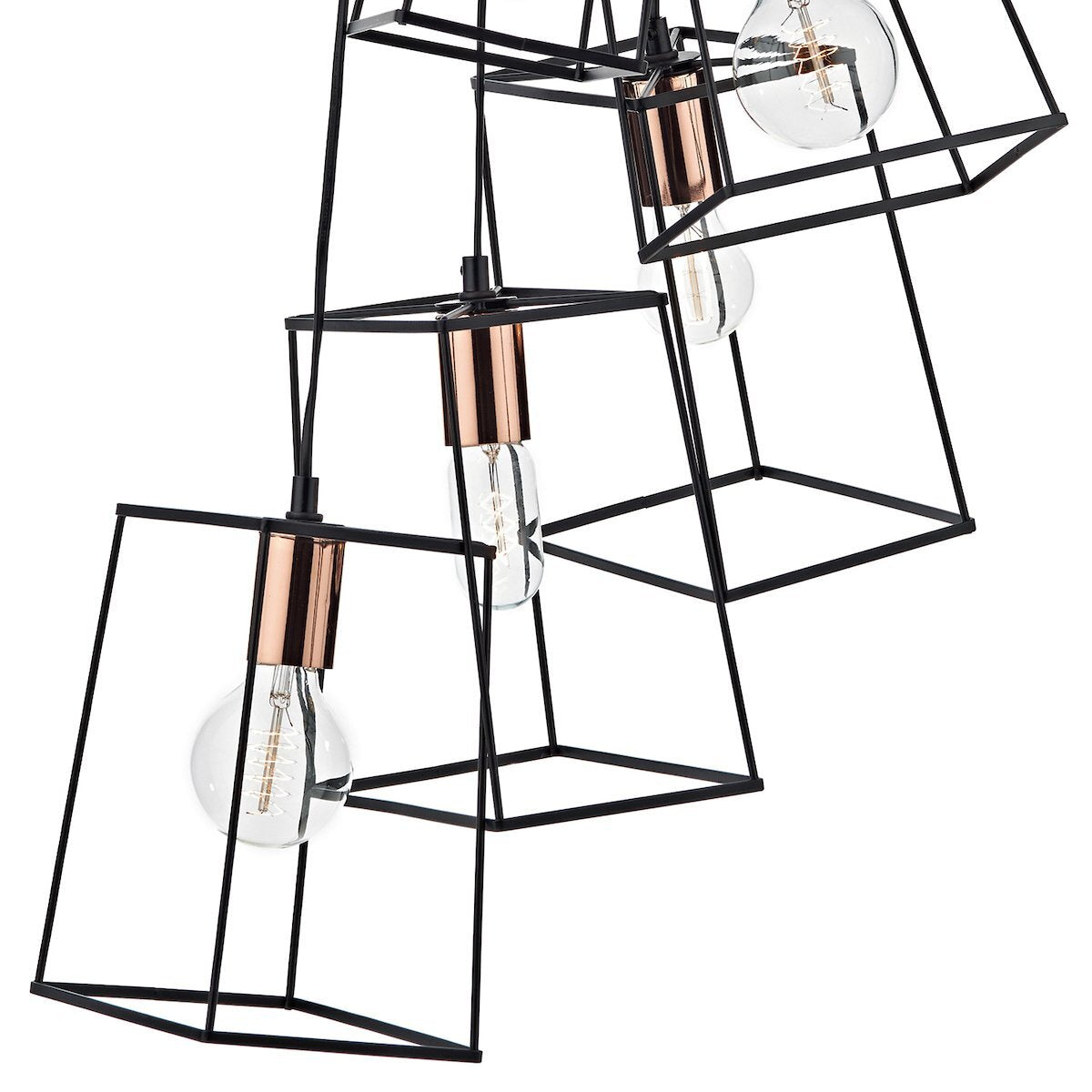 Dar Lighting Tower 6 Light Matt Black & Copper Cluster Pendant