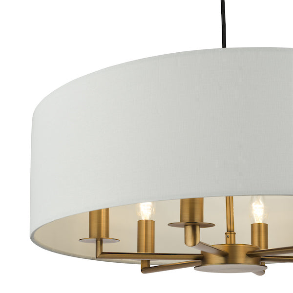 Dar Lighting Tyler 6 Light Antique Bronze & White Shadelier