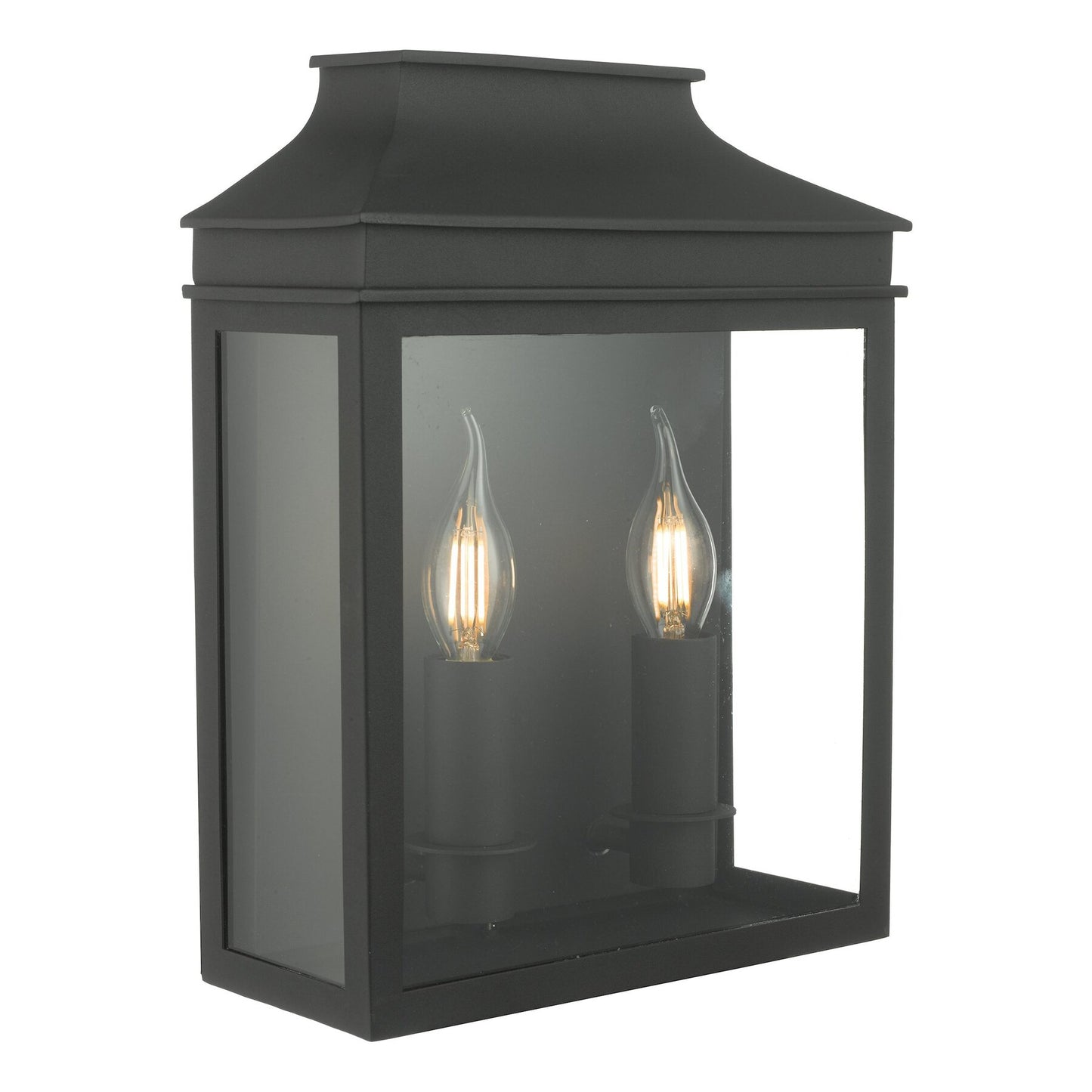 Dar Lighting Vapour Outdoor IP44 2 Light Coach Lantern Matt Black Wall Light