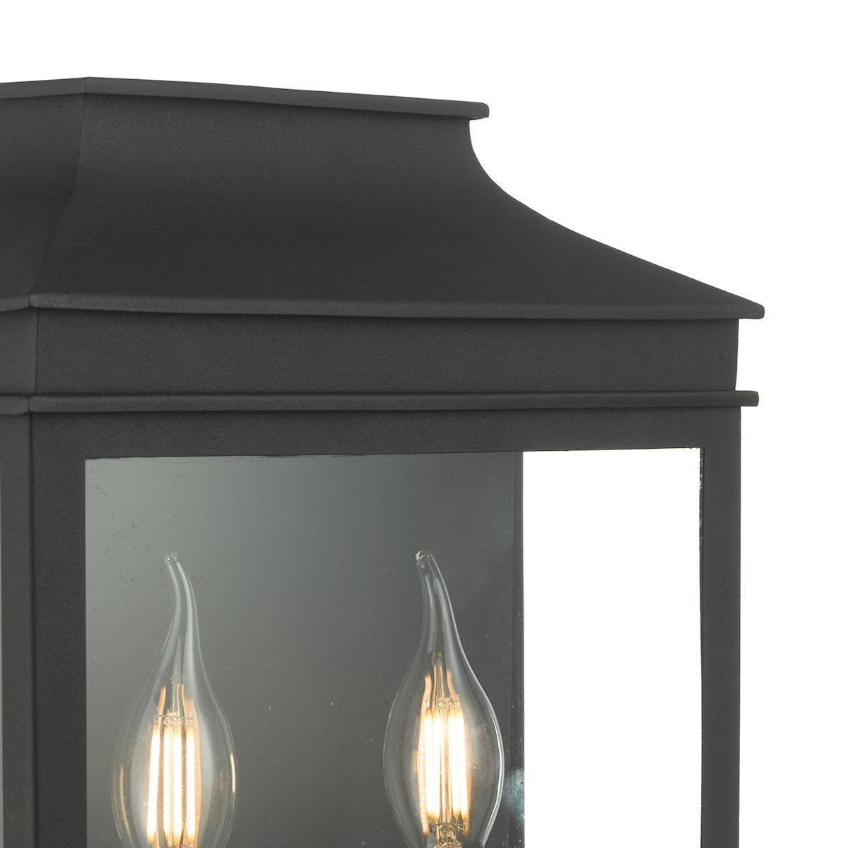 Dar Lighting Vapour Outdoor IP44 2 Light Coach Lantern Matt Black Wall Light