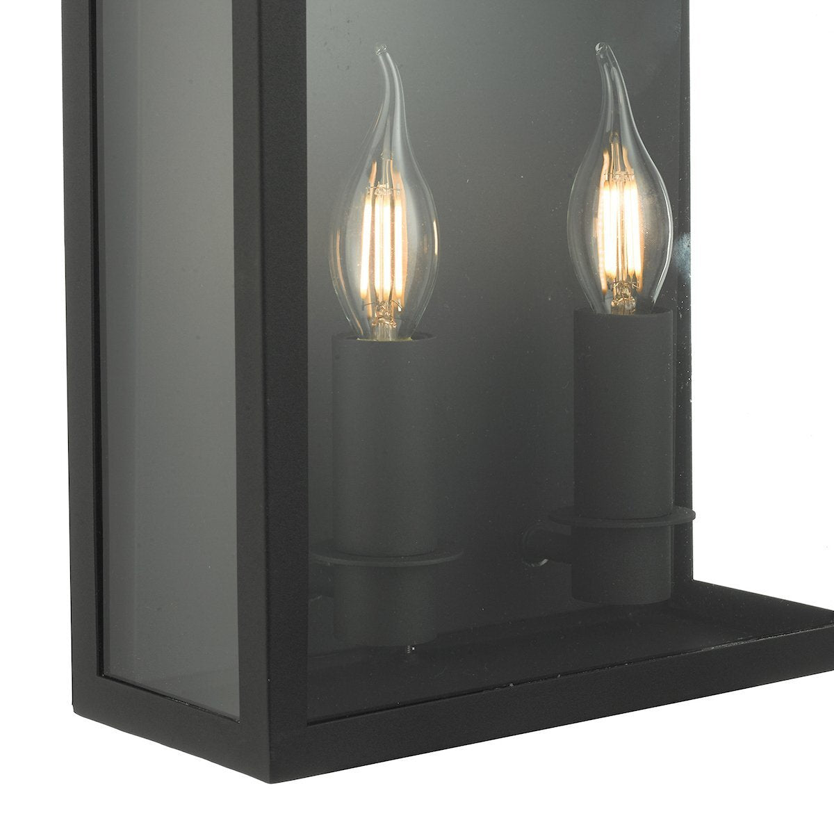 Dar Lighting Vapour Outdoor IP44 2 Light Coach Lantern Matt Black Wall Light