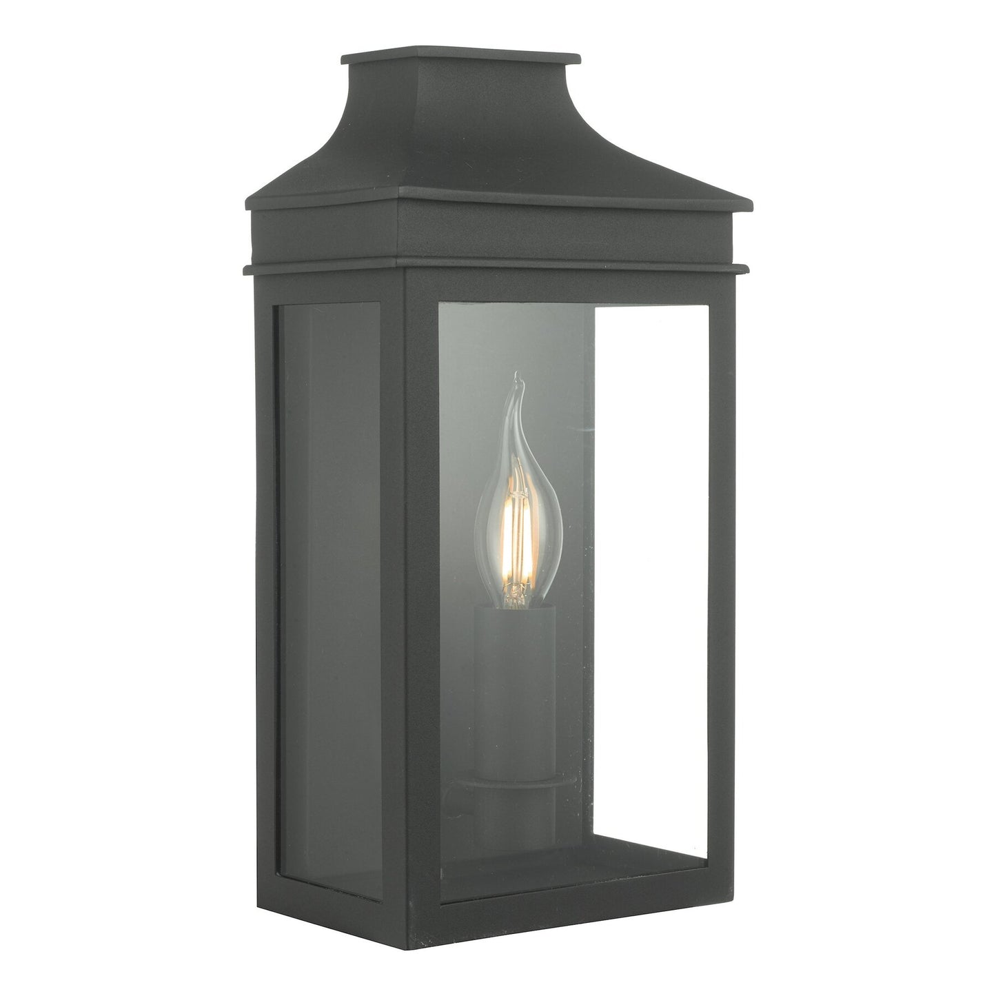 Dar Lighting Vapour Outdoor IP44 Coach Lantern Matt Black Wall Light