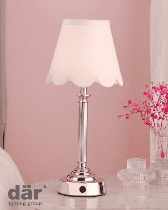Dar Lighting Virgil LED Polished Nickel Rechargeable Table Lamp Base Only