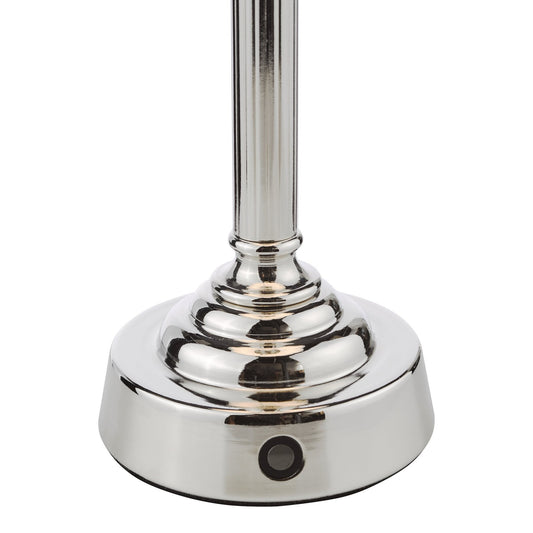 Dar Lighting Virgil LED Polished Nickel Rechargeable Table Lamp Base Only