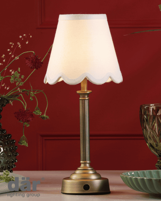 Dar Lighting Virgil LED Matt Antique Brass Rechargeable Table Lamp Base Only