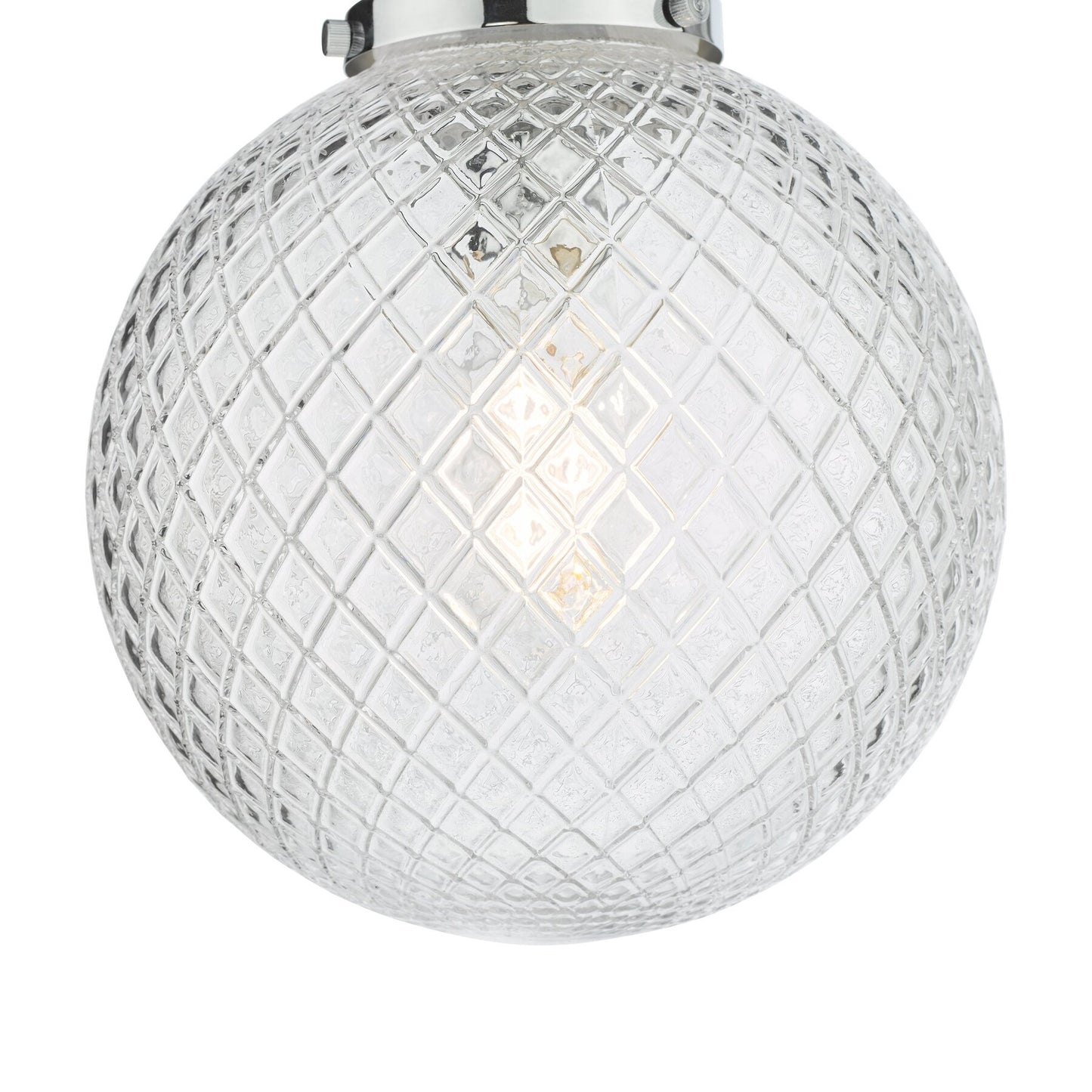 Dar Lighting Wayne Bathroom IP44 Polished Chrome & Textured Glass Semi Flush