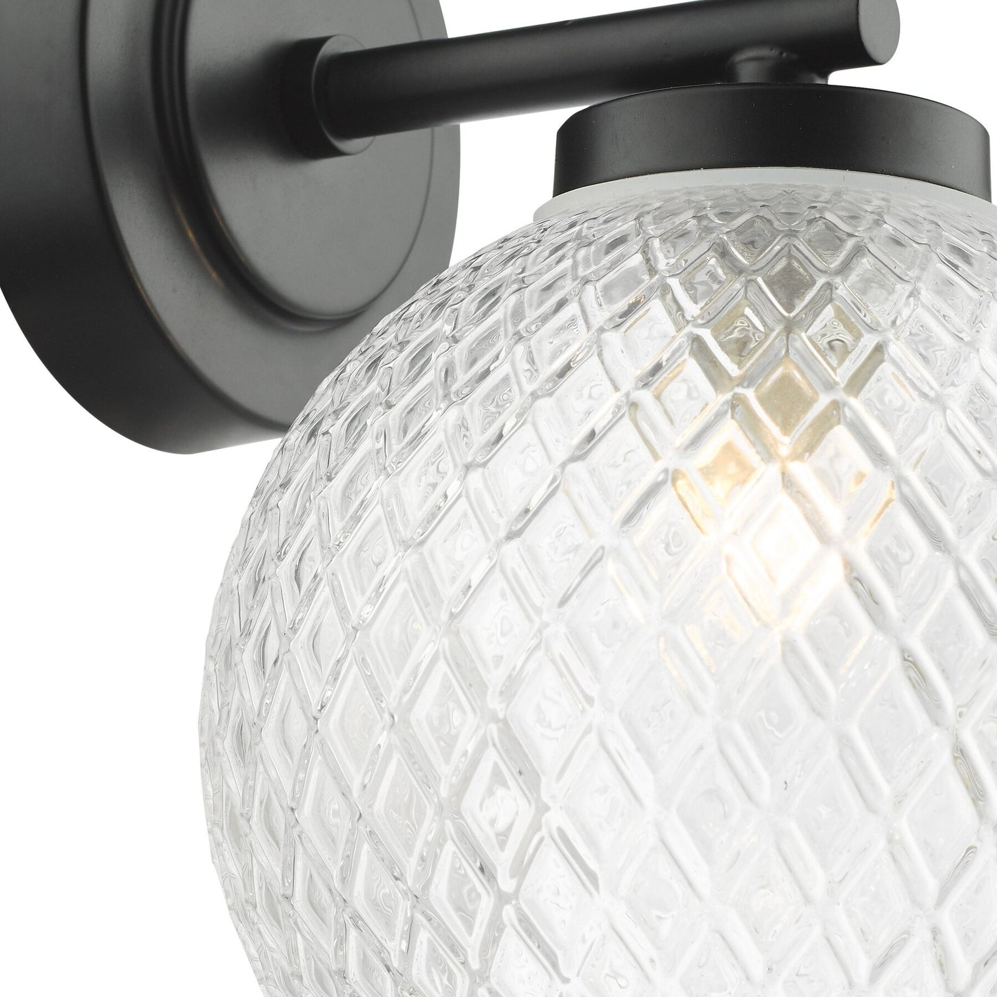 Dar Lighting Wayne Bathroom IP44 Matt Black & Glass Wall Light
