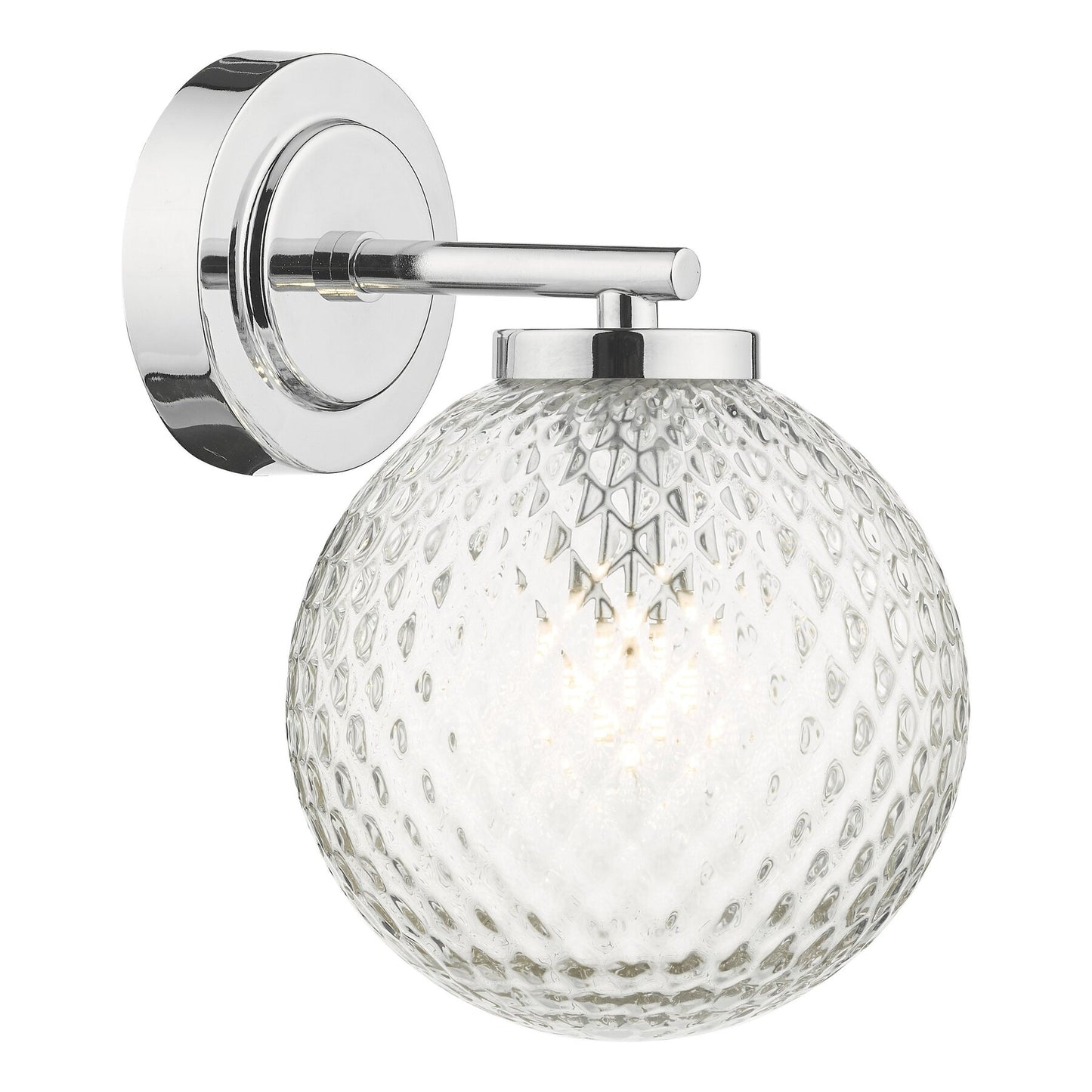 Dar Lighting Wayne Bathroom IP44 Polished Chrome & Glass Wall Light