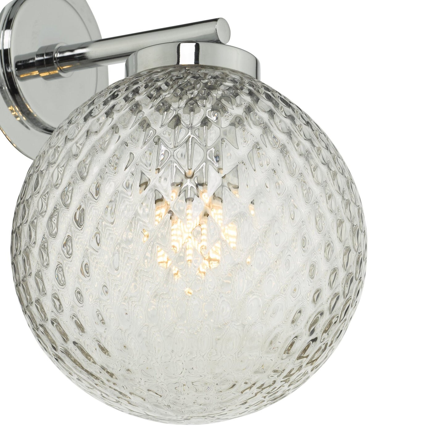 Dar Lighting Wayne Bathroom IP44 Polished Chrome & Glass Wall Light